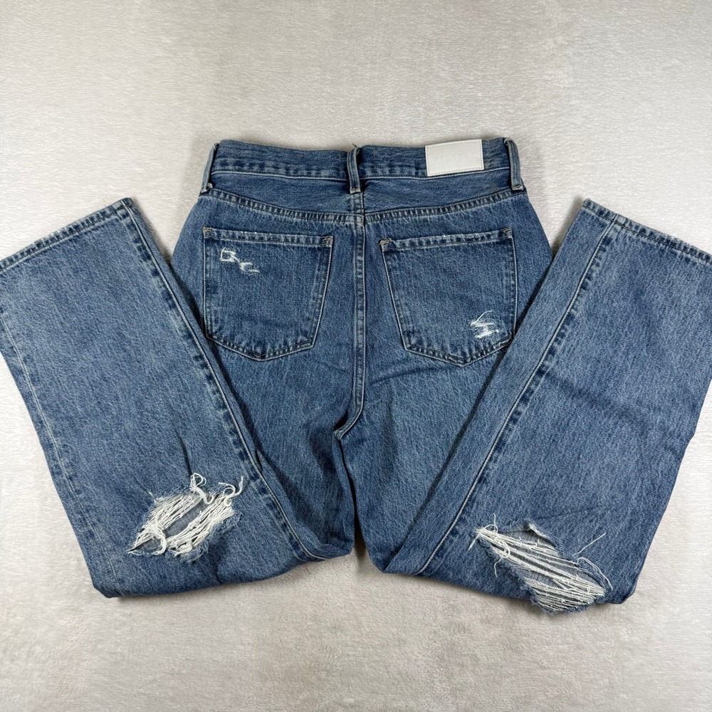 Pistola Bobbie High Rise Straight Leg Jeans Womens 27 Blue Distressed Button Fly